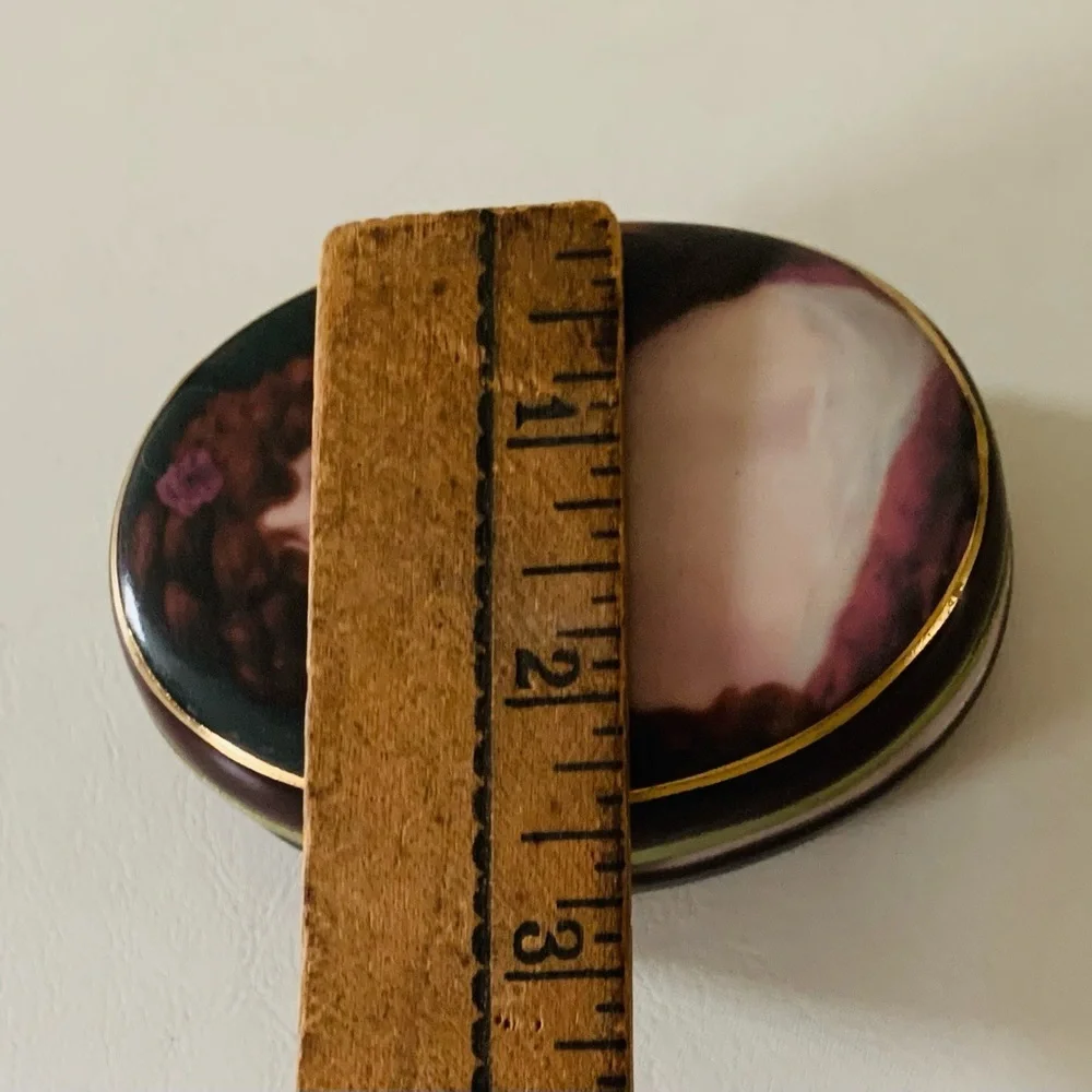 Rare Antique 1910 Porcelain Oval Jewelry Trinket Box